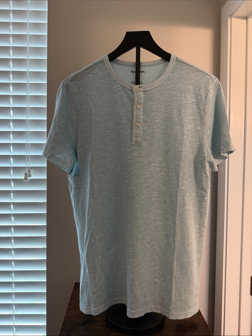 Goodfellow & Co Light Blue Short Sleeve Henley